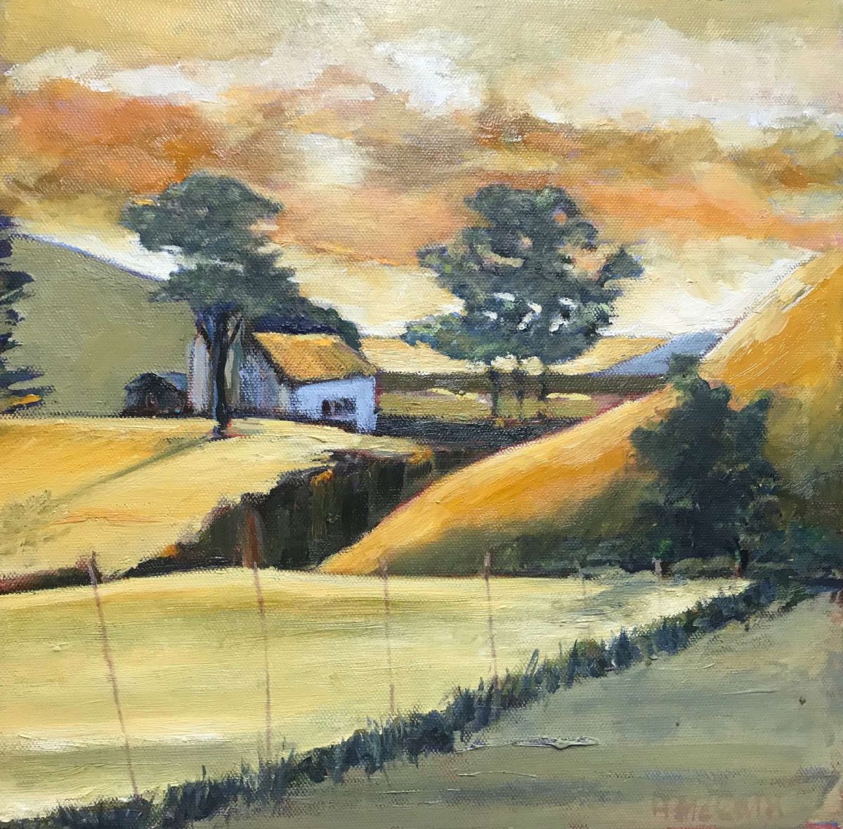 Coastal Scene in Gold